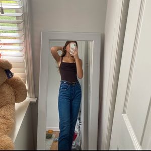 DIVIDED dark blue mom jeans